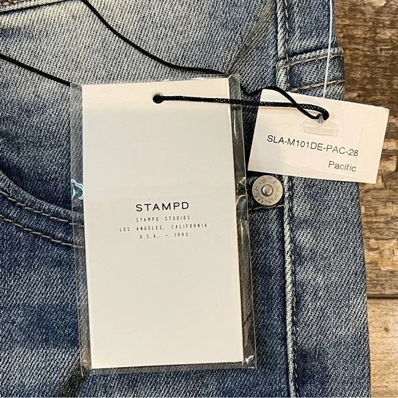 Stampd Jeans Womens Size 28 Pacific Blue‎ Busted Knee Distressed $300 Retail NEW - Picture 7 of 15
